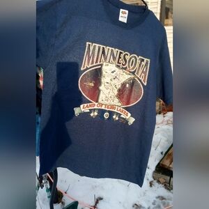 Minnesota Themed Decal Fruit of the Loom Best Navy T-Shirt  Large
